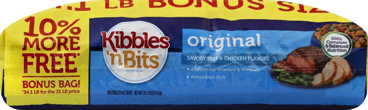 slide 4 of 6, Kibbles 'n Bits Original Savory Beef & Chicken Flavors Dry Dog Food, Bonus Bag, 496 oz