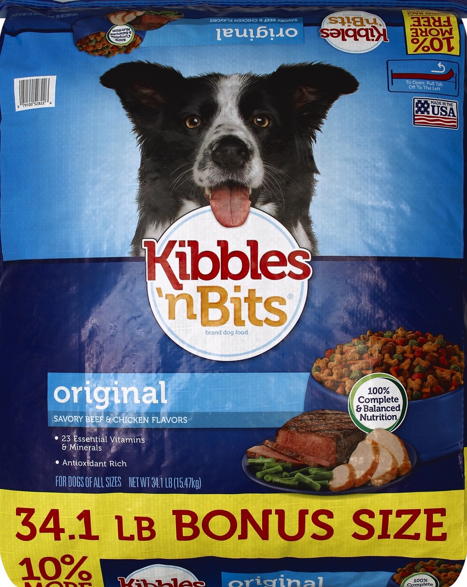 slide 5 of 6, Kibbles 'n Bits Original Savory Beef & Chicken Flavors Dry Dog Food, Bonus Bag, 496 oz