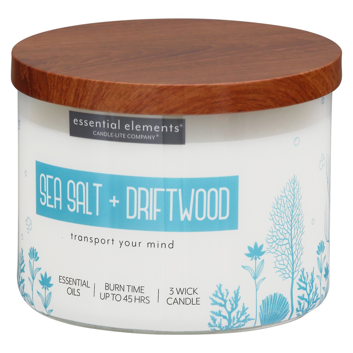 slide 6 of 9, Essential Elements Sea Salt + Driftwood Candle 1 ea, 1 ct