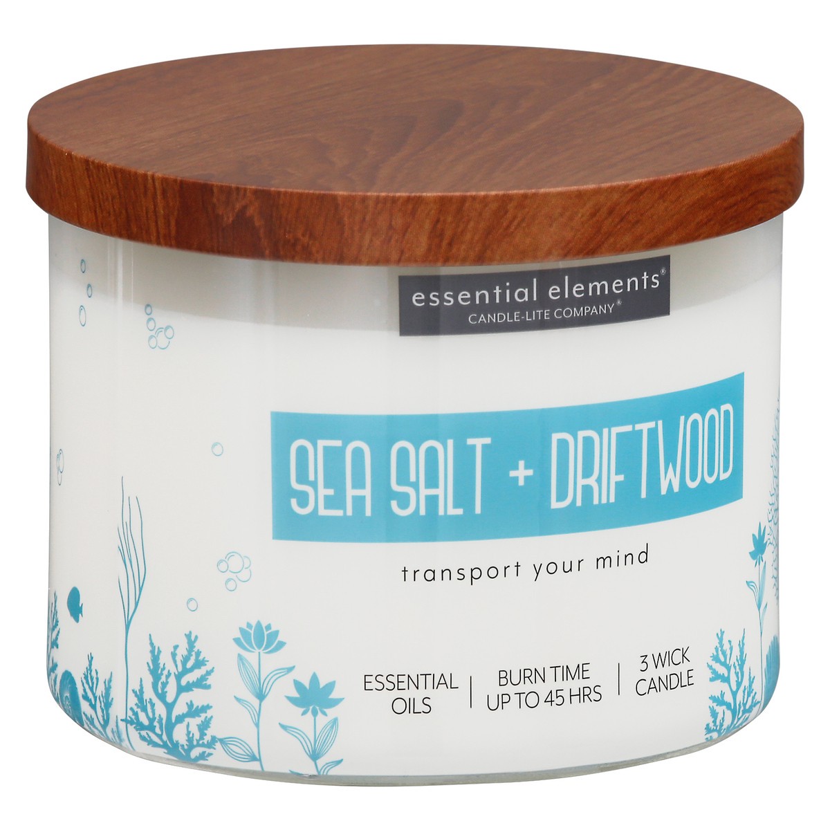 slide 9 of 9, Essential Elements Sea Salt + Driftwood Candle 1 ea, 1 ct