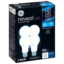 GE Reveal 8 Watts HD+ LED Light Bulbs 4 ea