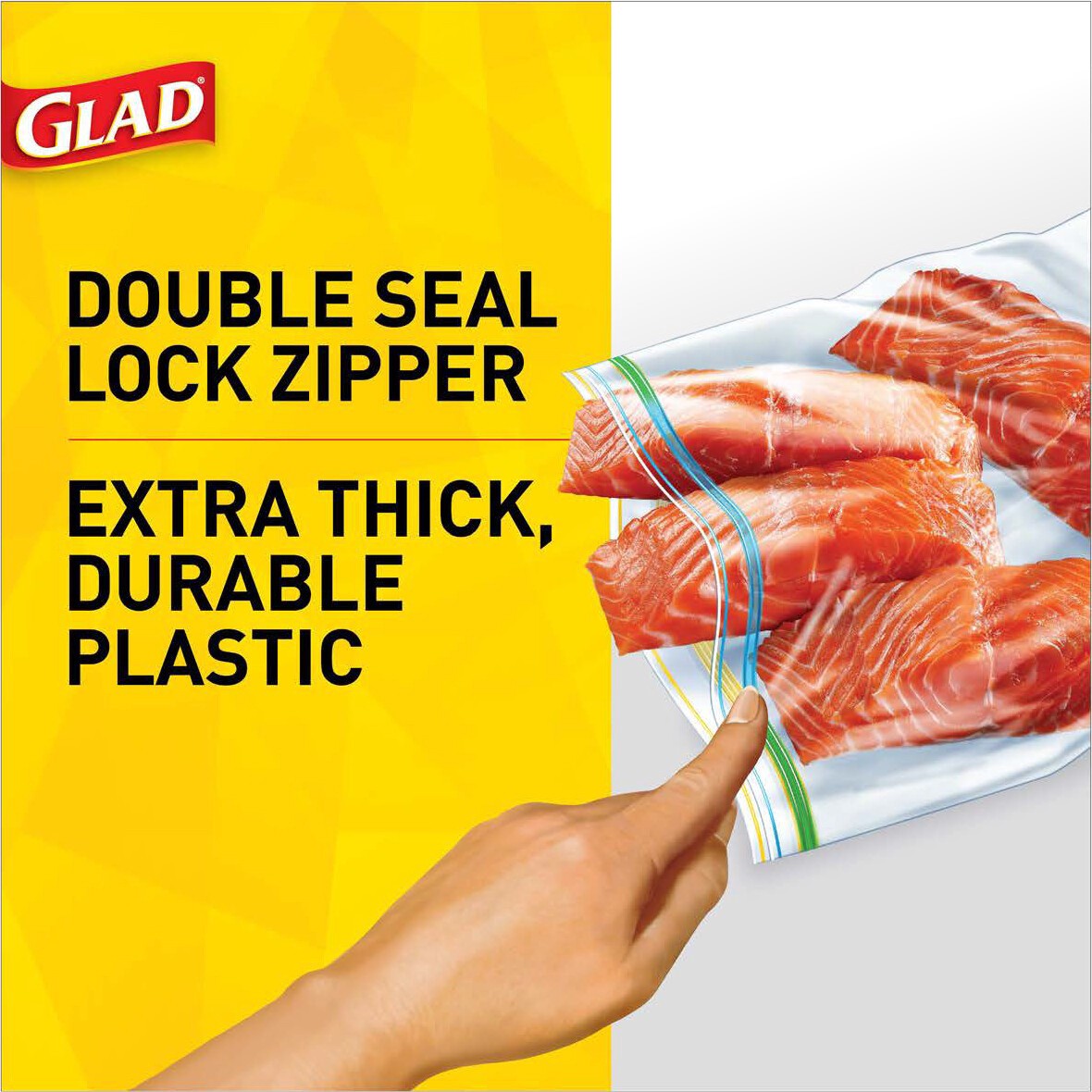 slide 4 of 5, Glad Zipper Food Storage and Freezer 2 in 1 Plastic Bags - Quart - 46 Count, 46 ct