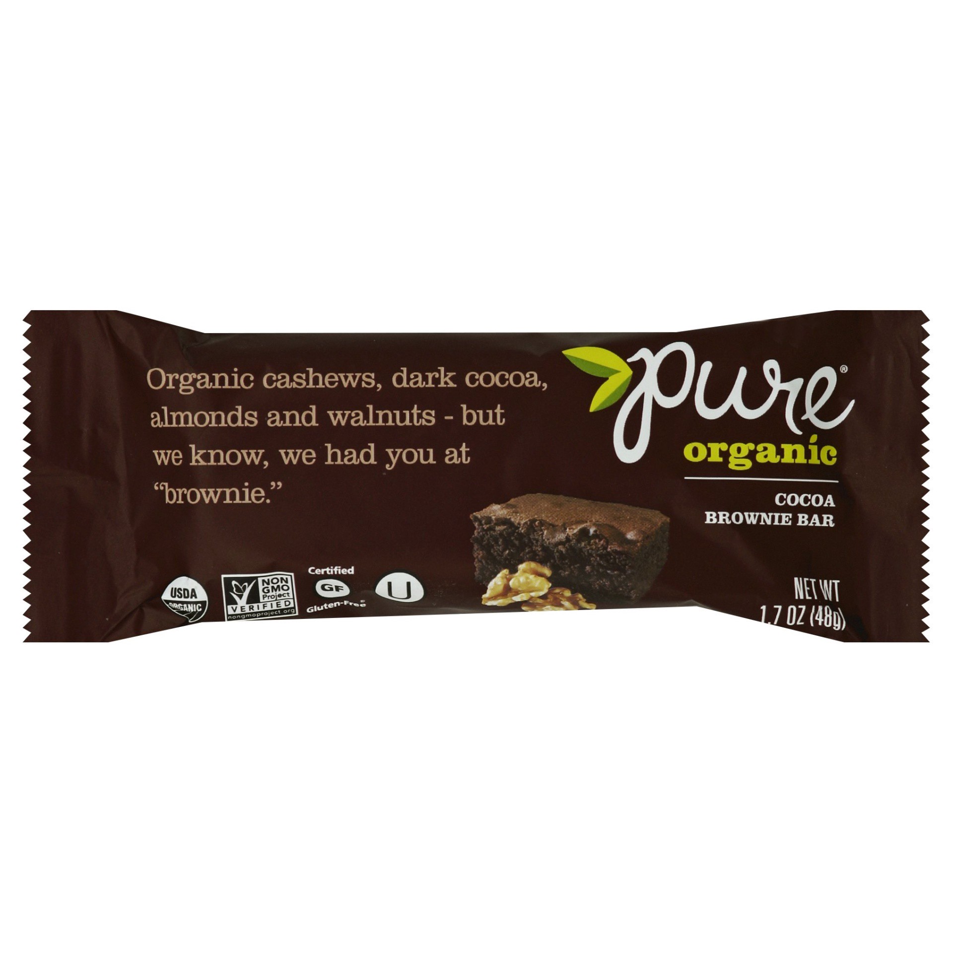 slide 1 of 2, Pure Organic Chocolate Brownie Fruit & Nut Bar, 1.7 oz