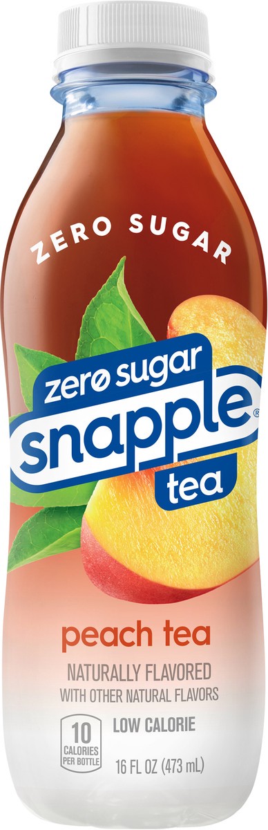 slide 4 of 12, Snapple Zero Sugar Peach Tea, 16 fl oz recycled plastic bottle, 16 fl oz