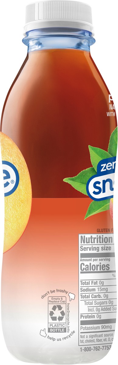 slide 10 of 12, Snapple Zero Sugar Peach Tea, 16 fl oz recycled plastic bottle, 16 fl oz