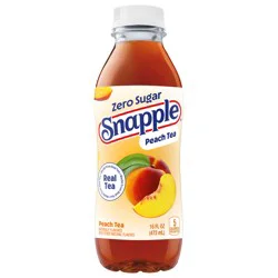 Snapple Zero Sugar Peach Tea, 16 fl oz recycled plastic bottle