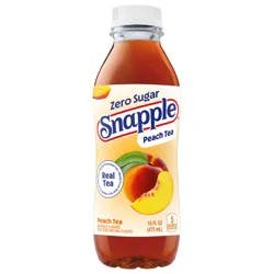 Snapple Zero Sugar Peach Tea, 16 fl oz recycled plastic bottle