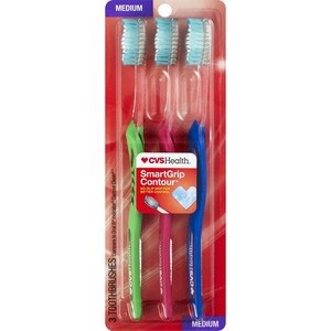 slide 1 of 1, Cvs Health Smartgrip Contour Toothbrush, Medium Bristle, 3 Ct, 1 ct