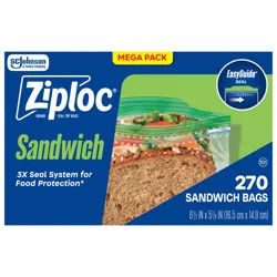 Ziploc Brand Sandwich Bags with EasyGuide™ Texture, Grip ’n Seal Technology™, 270 count