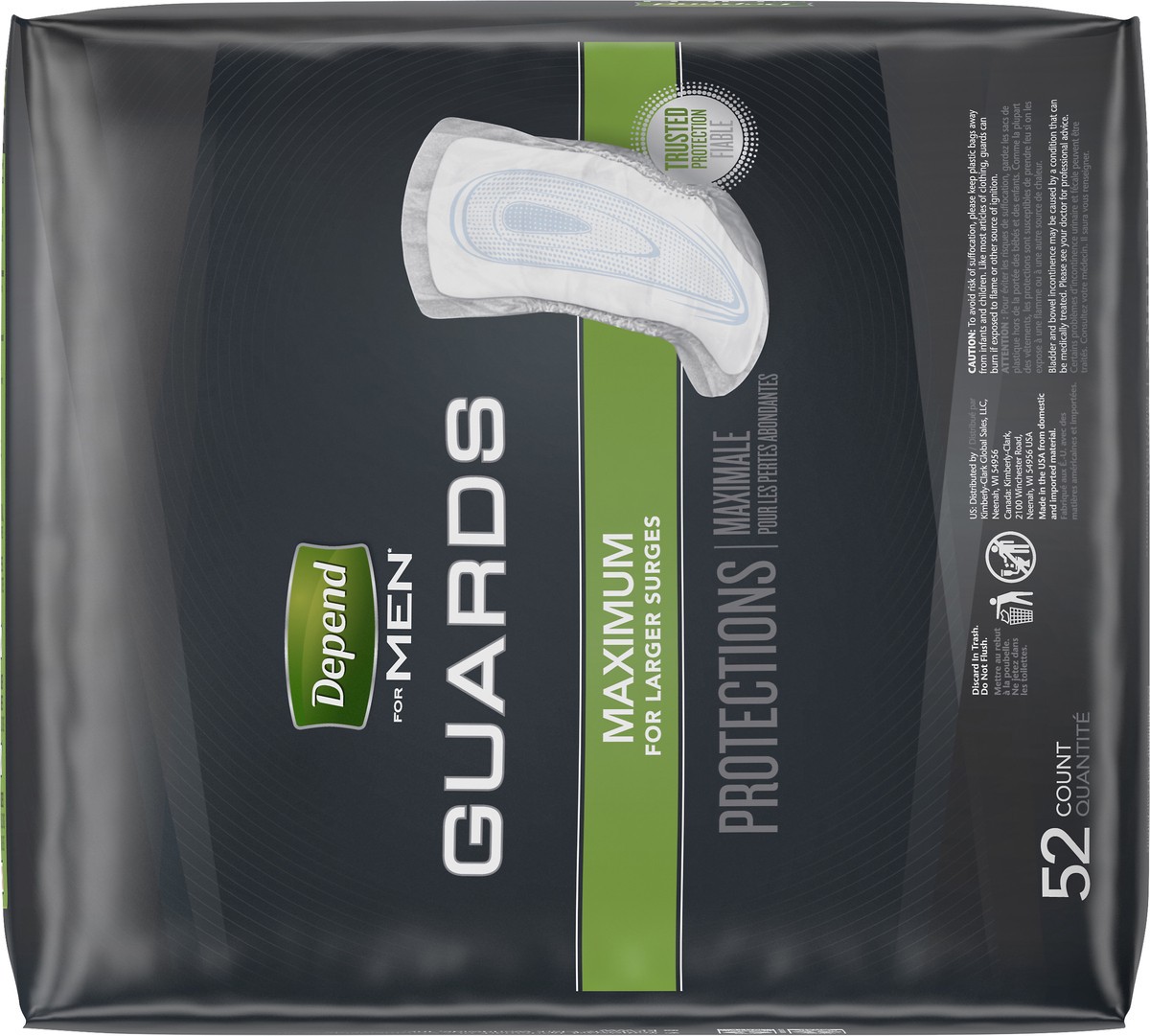 slide 8 of 9, Depend For Men Maximum Guards 52 Count, 52 ct