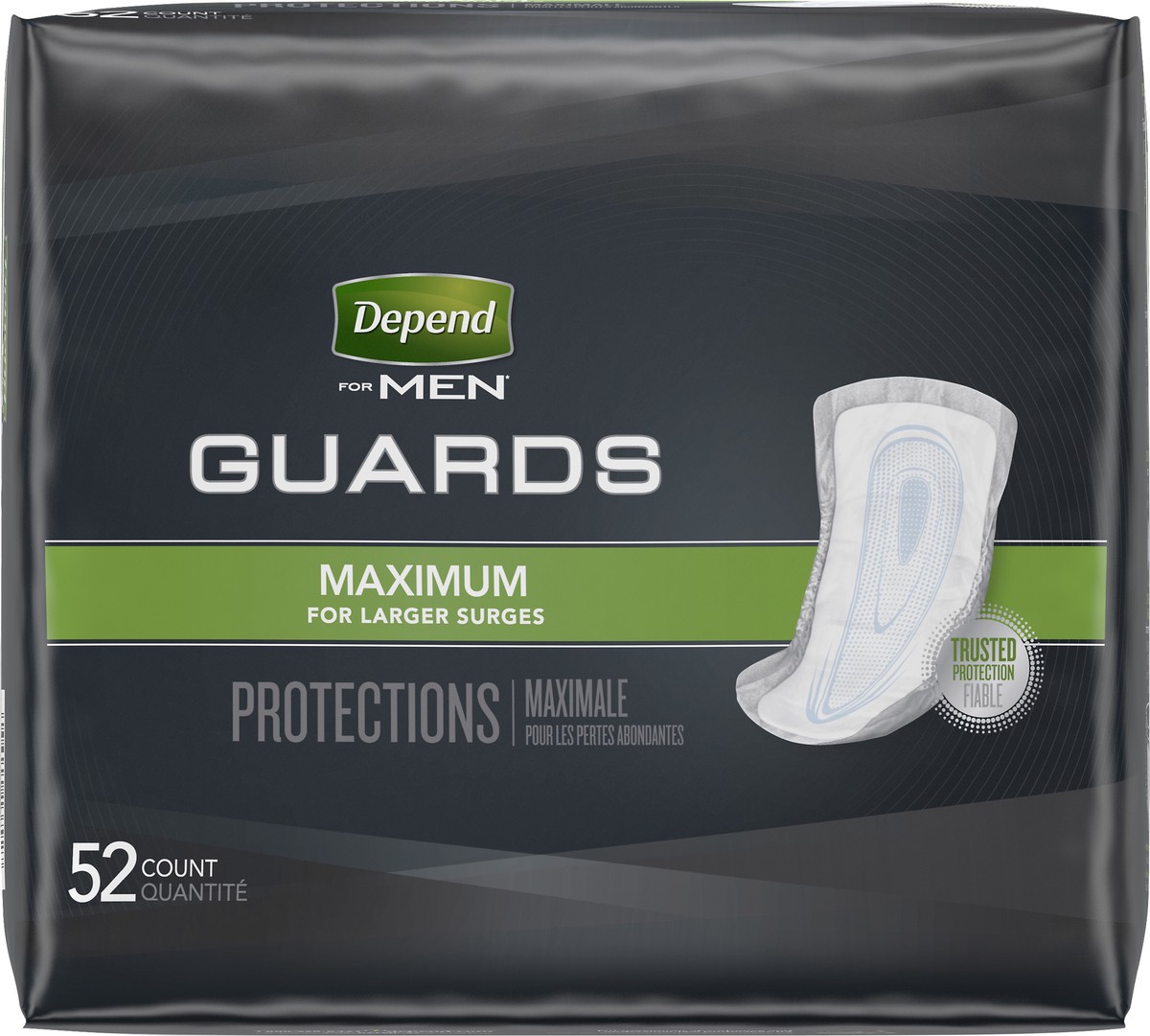 slide 3 of 9, Depend For Men Maximum Guards 52 Count, 52 ct