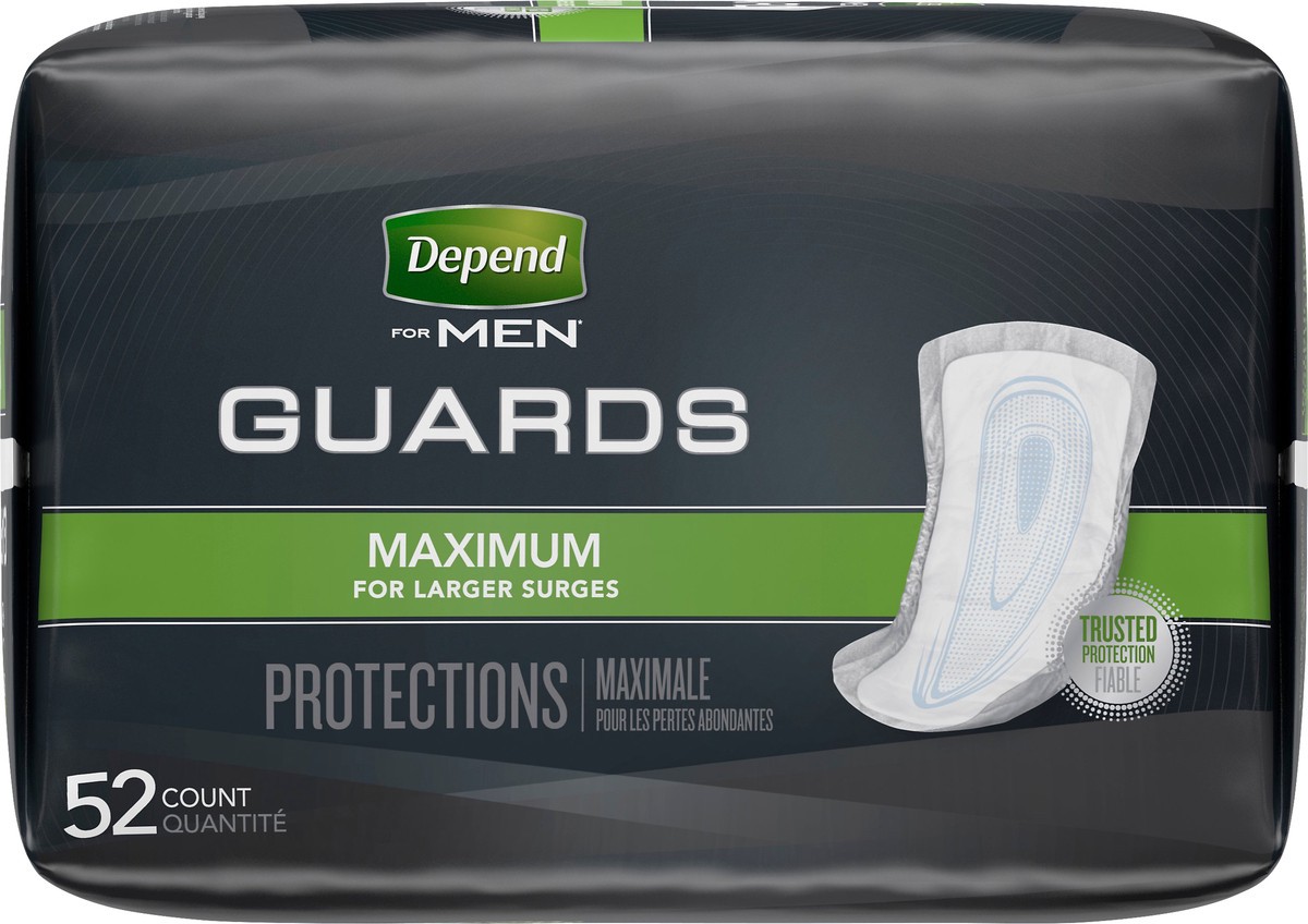 slide 5 of 9, Depend For Men Maximum Guards 52 Count, 52 ct