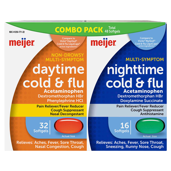 slide 1 of 1, Meijer Daytime/Nighttime Cold & Flu Softgels, 48 ct