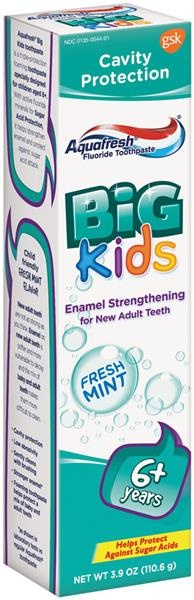 slide 1 of 1, Aquafresh Big Kids Fresh Mint Fluoride Toothpaste, 3.9 oz