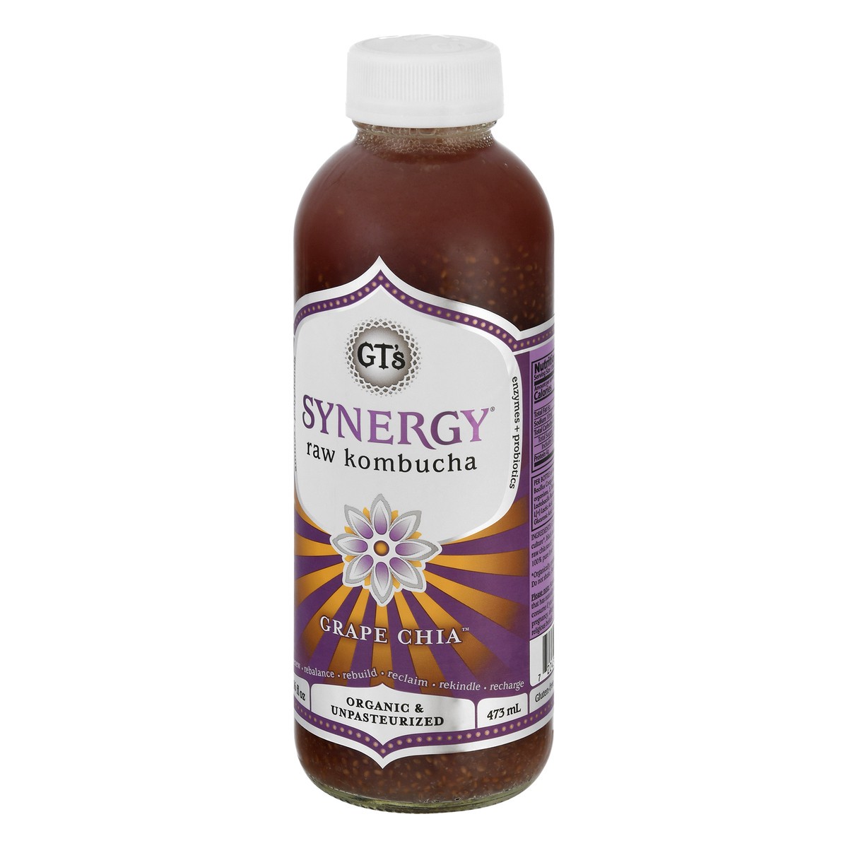 slide 3 of 13, GT's Synergy Raw Grape Chia Kombucha 16 oz, 16 fl oz