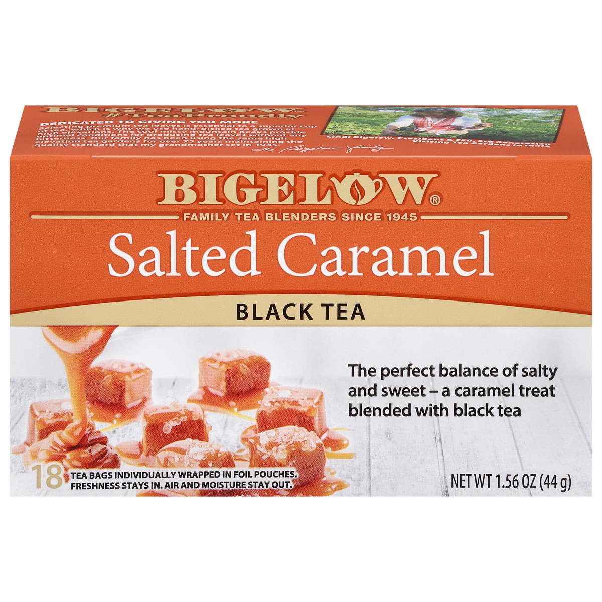 slide 1 of 9, Bigelow Salted Caramel Black Tea 18 Tea Bags, 1.56 oz