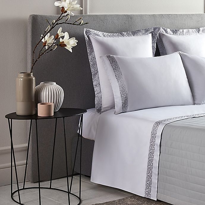 slide 2 of 3, Frette At Home Puntini 280-Thread Count King Sheet Set - White/Grey, 1 ct