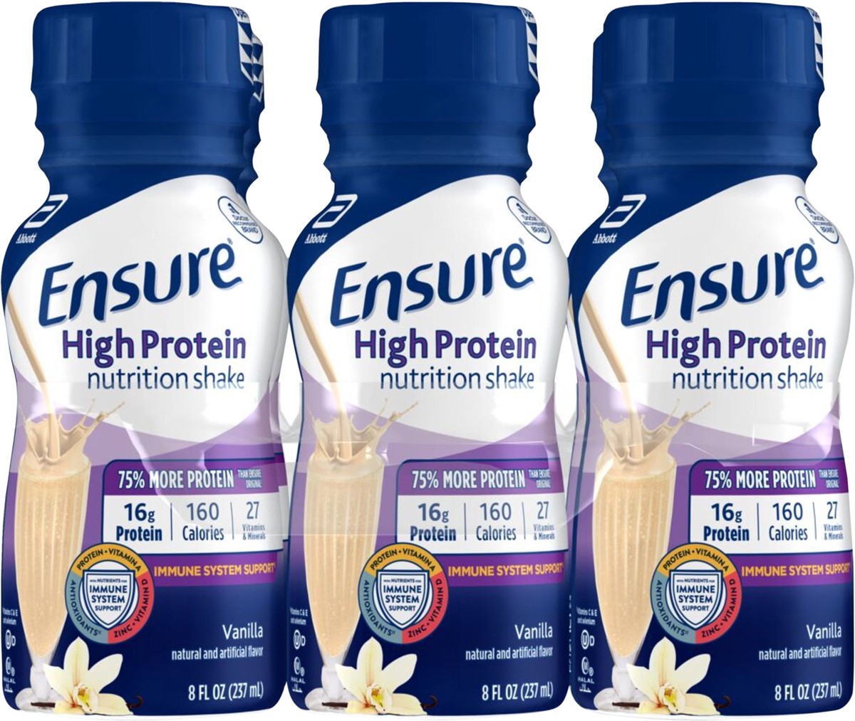 slide 9 of 9, Ensure Vanilla High Protein Nutrition Shake, 6 ct; 8 fl oz