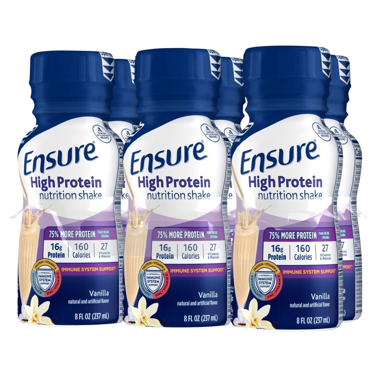 slide 1 of 9, Ensure Vanilla High Protein Nutrition Shake, 6 ct; 8 fl oz