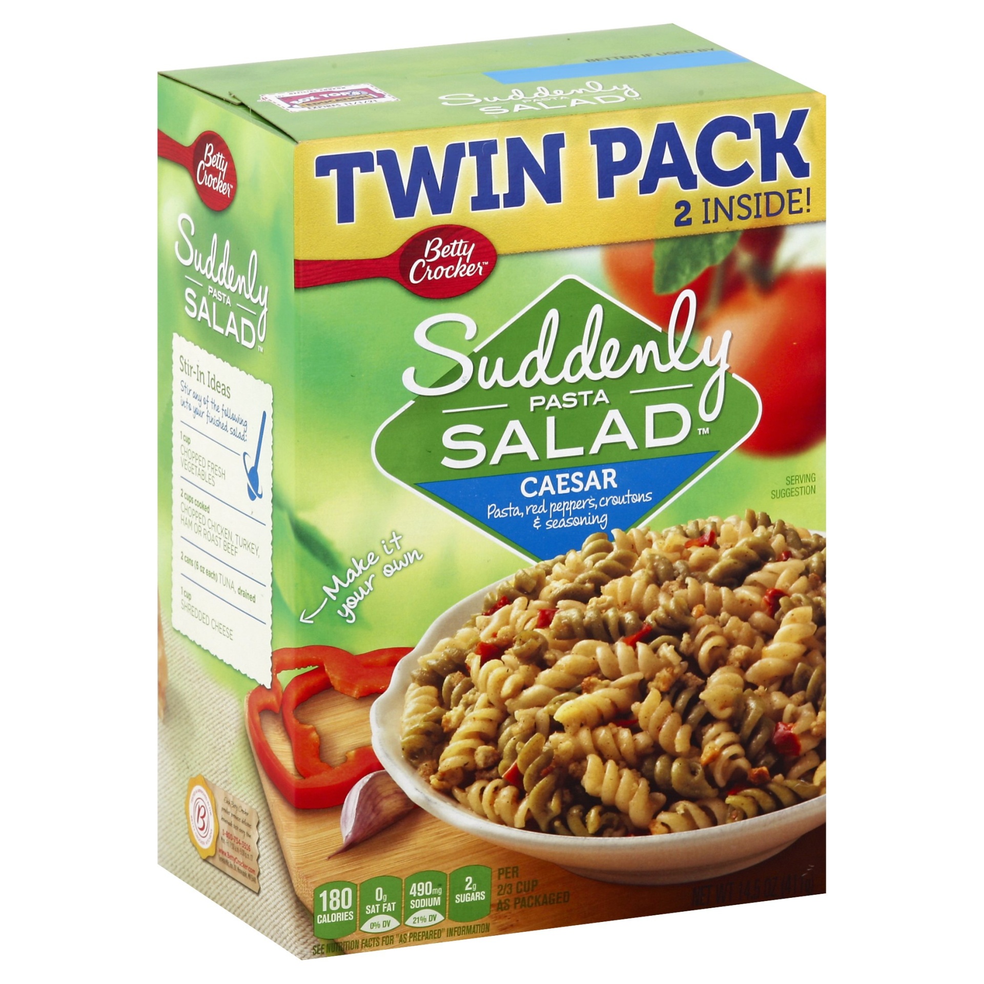 slide 1 of 1, Betty Crocker Suddenly Salad Caesar Pasta Salad Twin Pack, 14.5 oz
