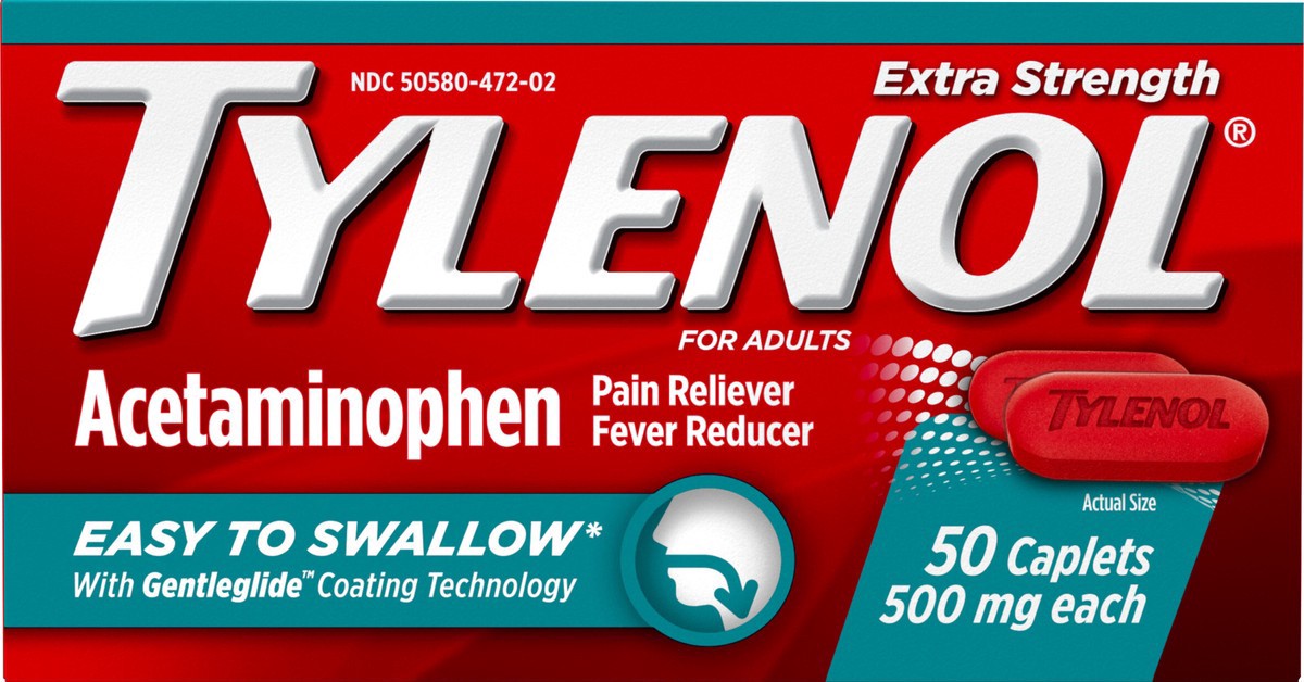 slide 7 of 12, Tylenol Extra Strength Easy To Swallow Caplets With Gentleglide Coating Technology, 500 mg, 50 Count, 50 ct