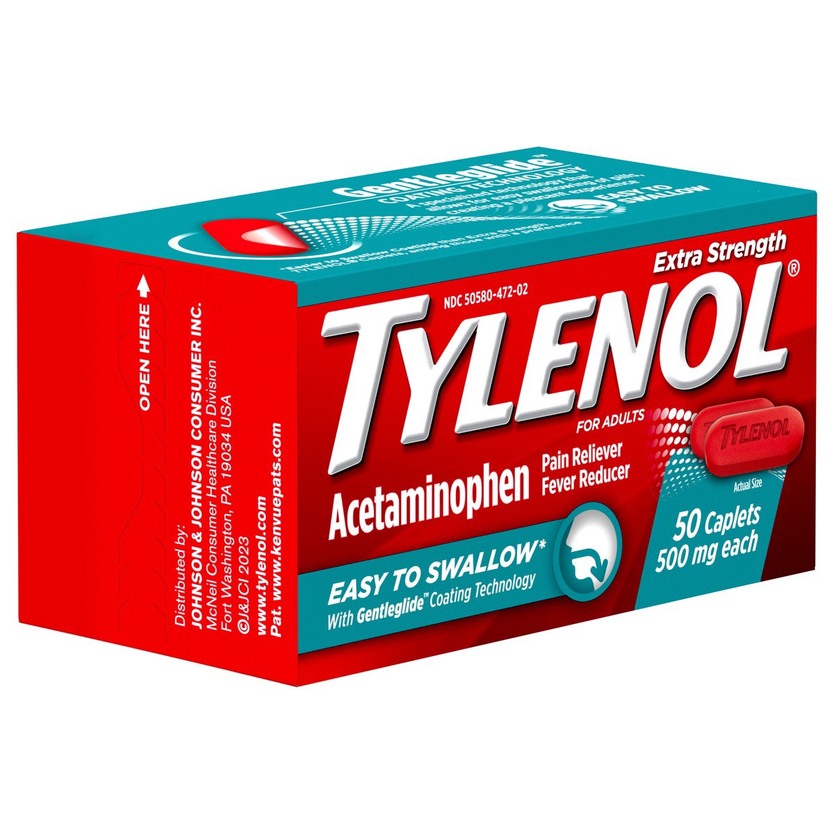 slide 3 of 12, Tylenol Extra Strength Easy To Swallow Caplets With Gentleglide Coating Technology, 500 mg, 50 Count, 50 ct