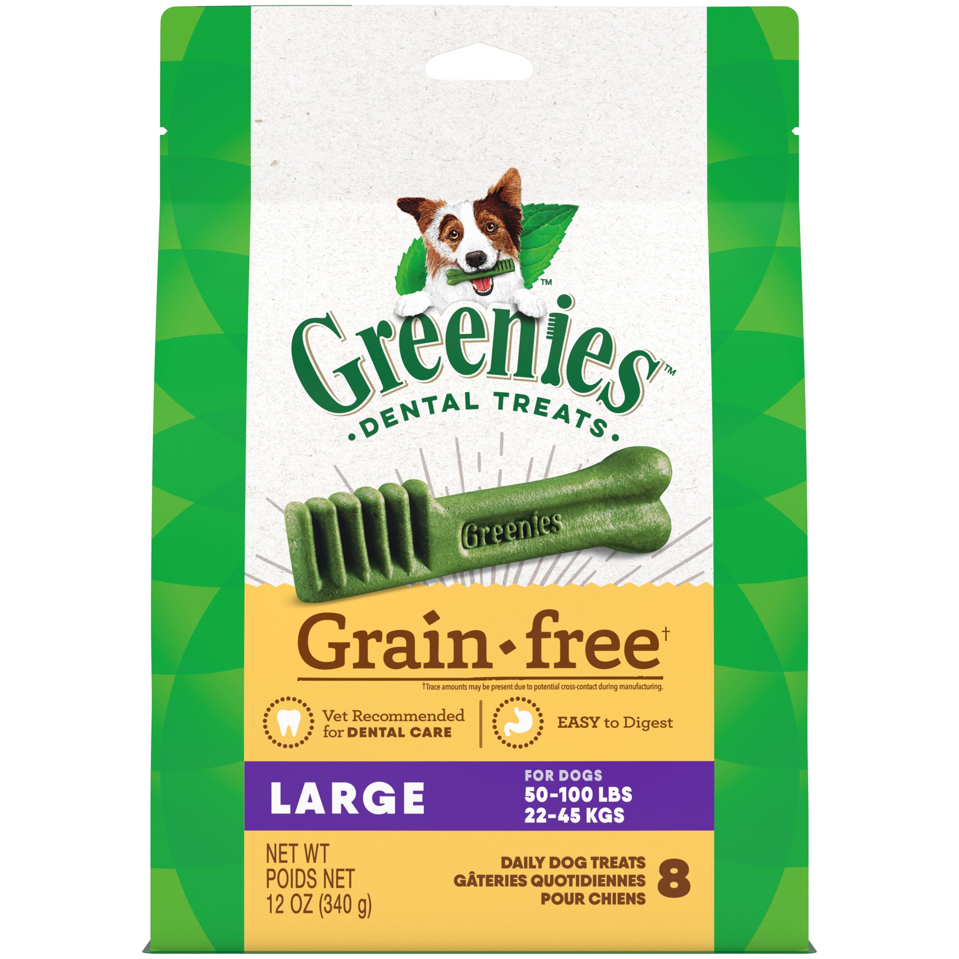 slide 1 of 7, Greenies Grain Free Large Natural Dental Care Dog Treats, 12 oz