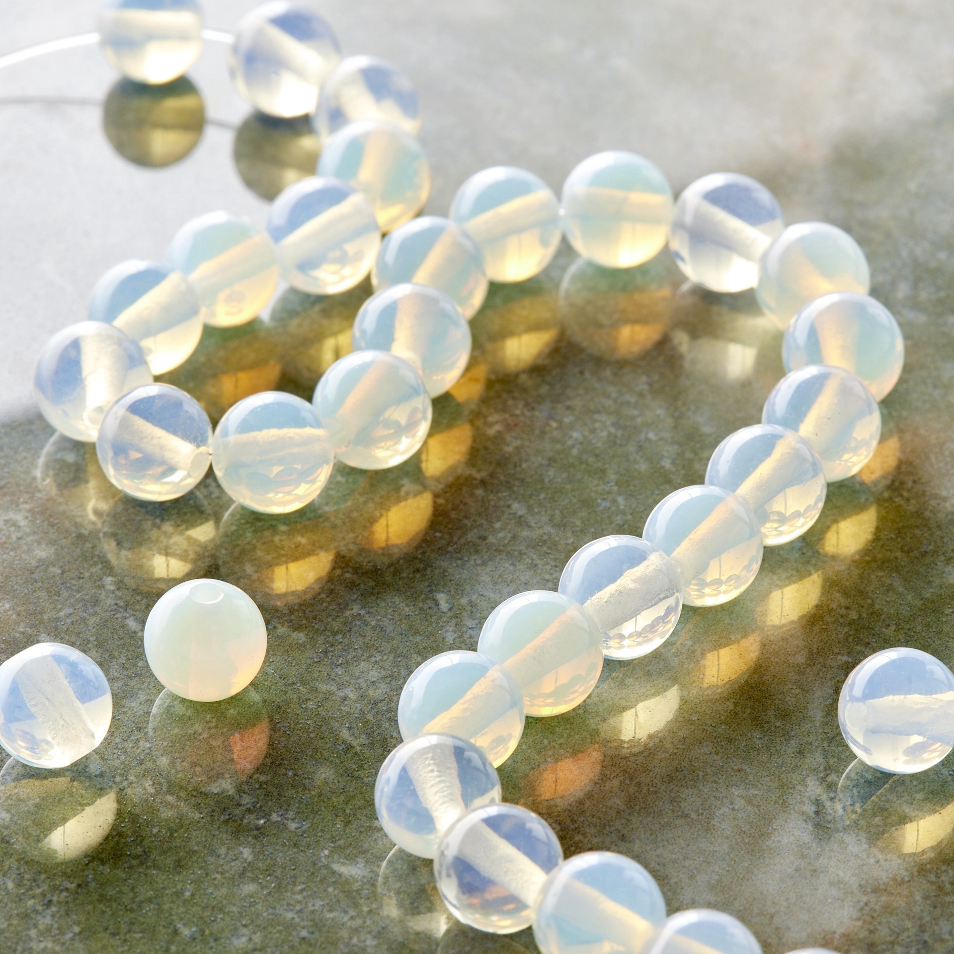 slide 2 of 3, Opal Moonstone Glass Round Beads, 8mm By Bead Landing, 8mm