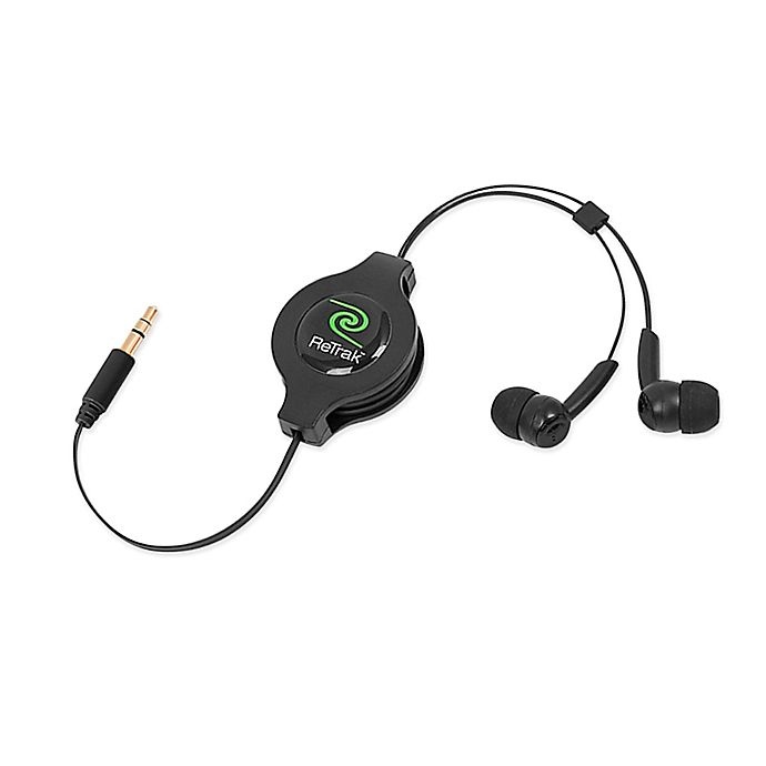 slide 1 of 1, ReTrak Retractable Earbuds - Black, 1 ct