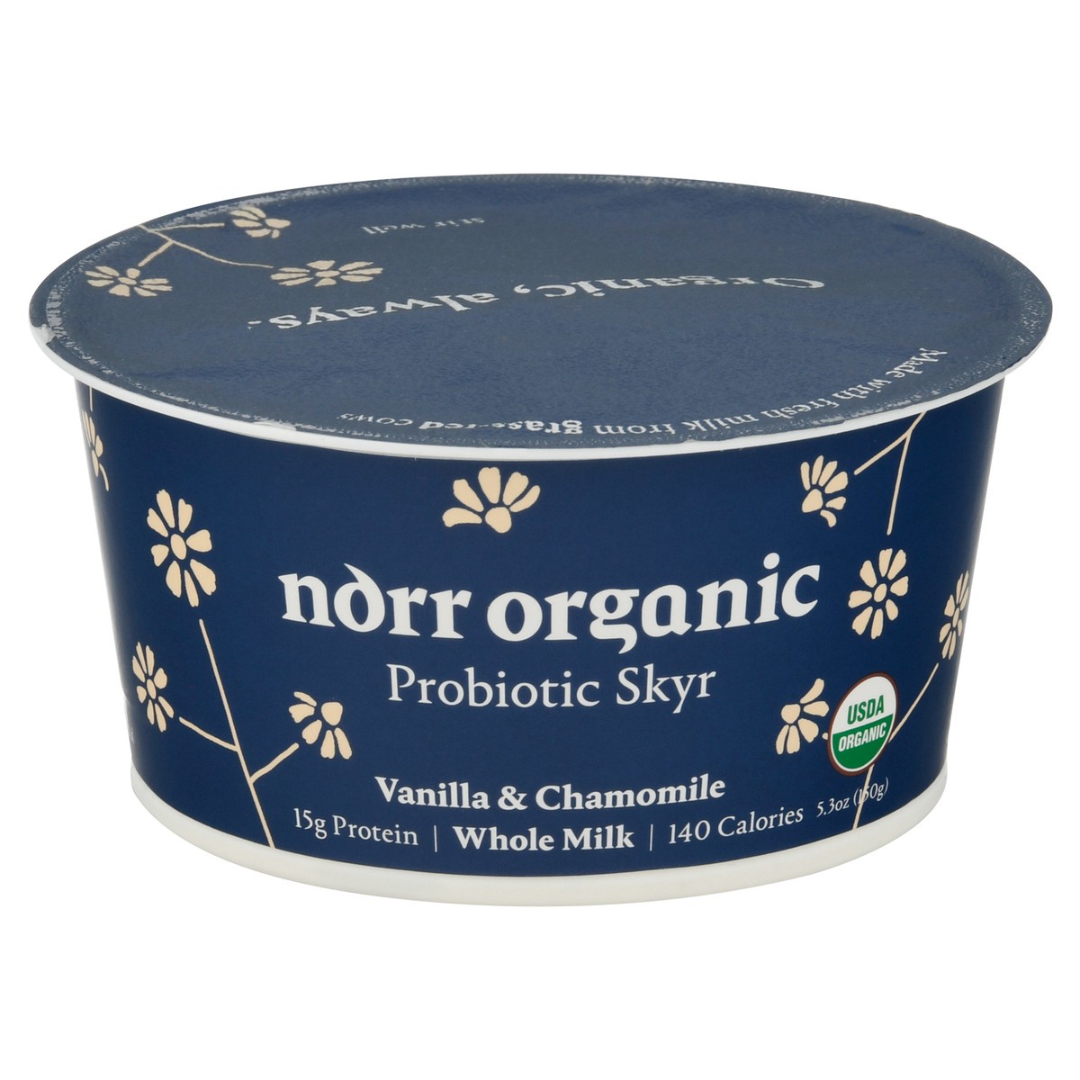 slide 1 of 12, Norr Organic Probiotic Skyr, Vanilla & Chamomile, Whole Milk, 5.3 oz