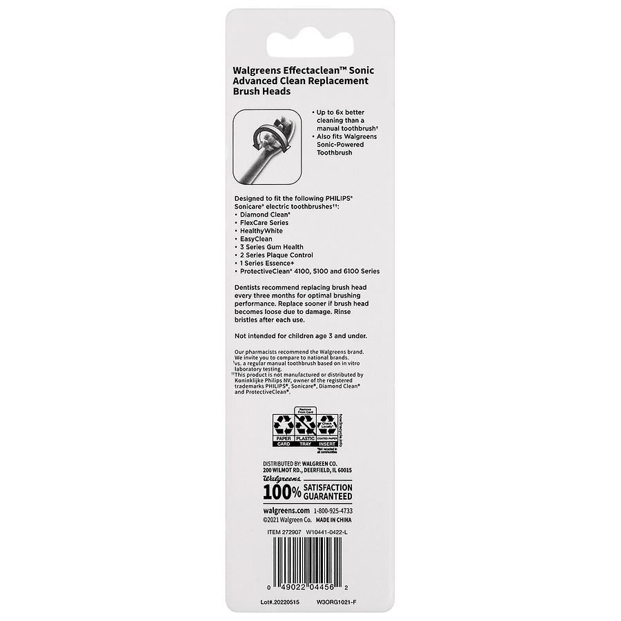 slide 2 of 5, Walgreens Effectaclean Sonic Advanced Clean Brush Heads, 3 ct