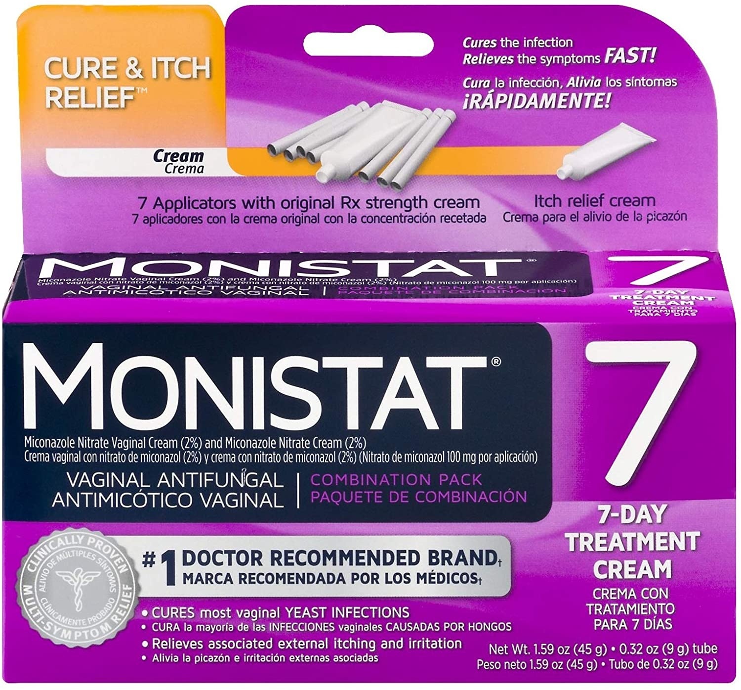 slide 1 of 1, Monistat Vaginal Antifungal 7 ea, 1 ct