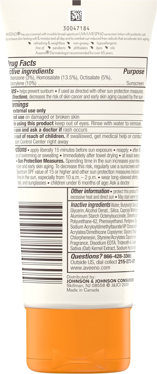 slide 3 of 7, Aveeno Protect + Hydrate Body Sunscreen Lotion with SPF 60, 3 fl. oz, 3 oz