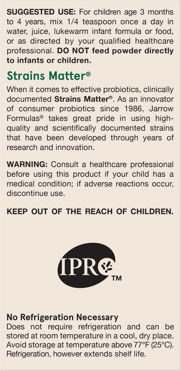 slide 5 of 5, Jarrow Formulas Jarro-Dophilus Baby + GOS - 2.1 oz Powder - Supports Intestinal Health for Babies 3 Months to 4 Years - 60 Servings, 2.1 oz