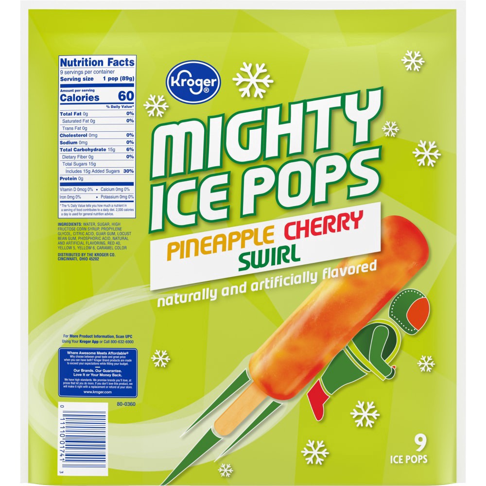 slide 2 of 2, Kroger Pineapple Cherry Swirl Mighty Ice Pops, 27 fl oz