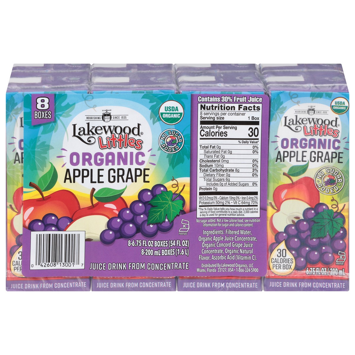 slide 1 of 12, Lakewood Littles Organic Apple Grape Juice Drink from Concentrate 8 - 6.75 fl oz Boxes, 8 ct