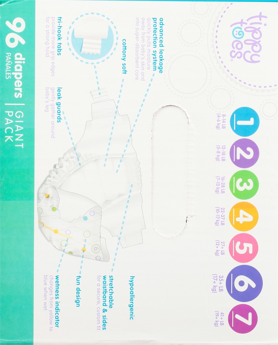 slide 2 of 2, Tippy Toes Size 6 (35+ lb) Ultra Absorbent Diapers Giant Pack 96 ea, 96 ct