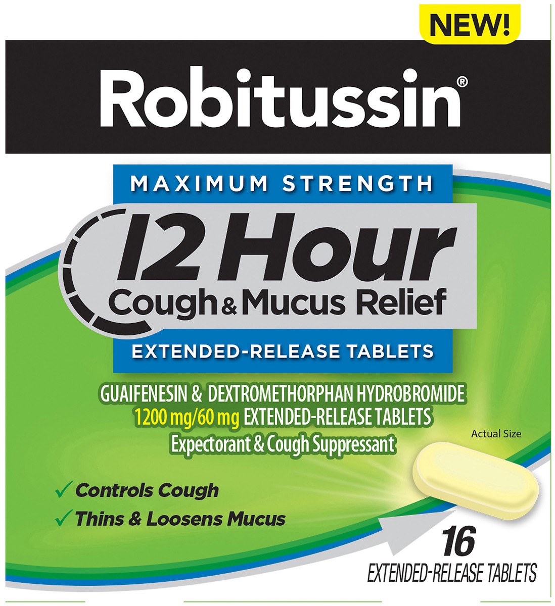 slide 4 of 7, Robitussin Extended-Release Tablets Maximum Strength Cough & Mucus Relief 16 ea, 16 ct