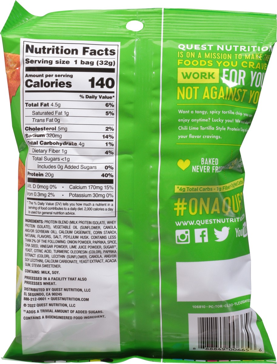 slide 5 of 9, Quest Tortilla Style Chili Lime Flavor Protein Chips 1.1 oz, 1.1 oz
