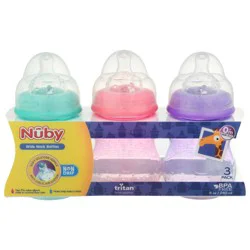 Nuby 8 oz Non-Drip Wide Neck Bottles, 3 ct