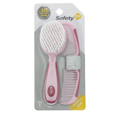 slide 1 of 1, Safety 1st Easy Grip Brush and Comb Set, Pink, 1 ct