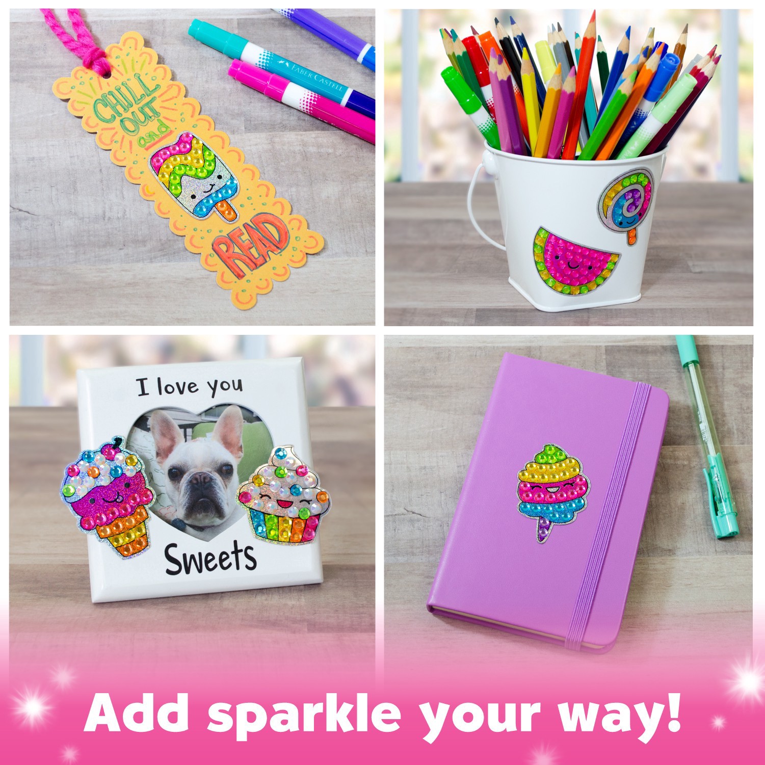 slide 7 of 7, Faber-Castell Creativity For Kids Sweets Big Gem Diamond Painting, creates 12 stickers and 2 big suncatchers