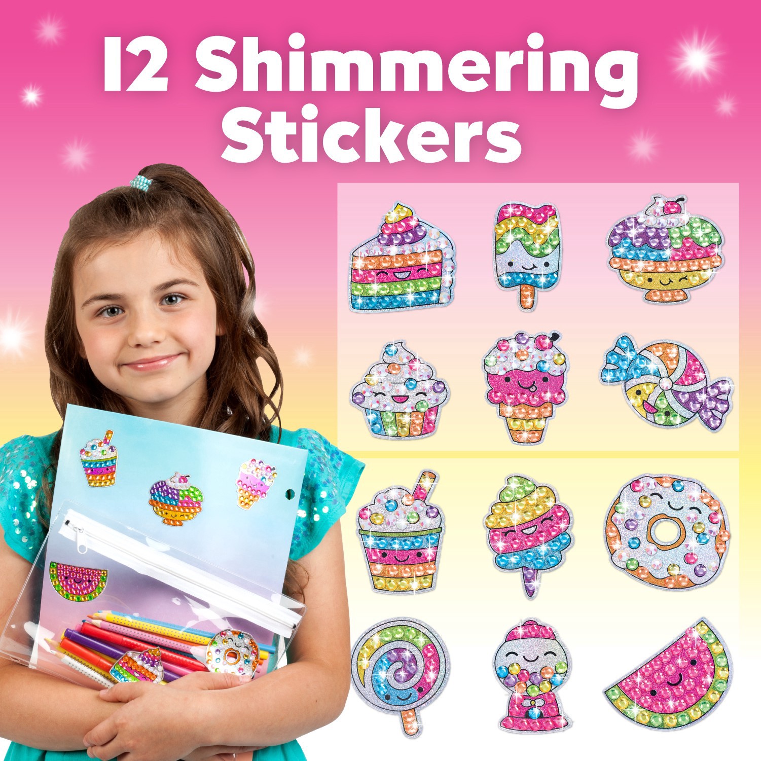 slide 3 of 7, Faber-Castell Creativity For Kids Sweets Big Gem Diamond Painting, creates 12 stickers and 2 big suncatchers