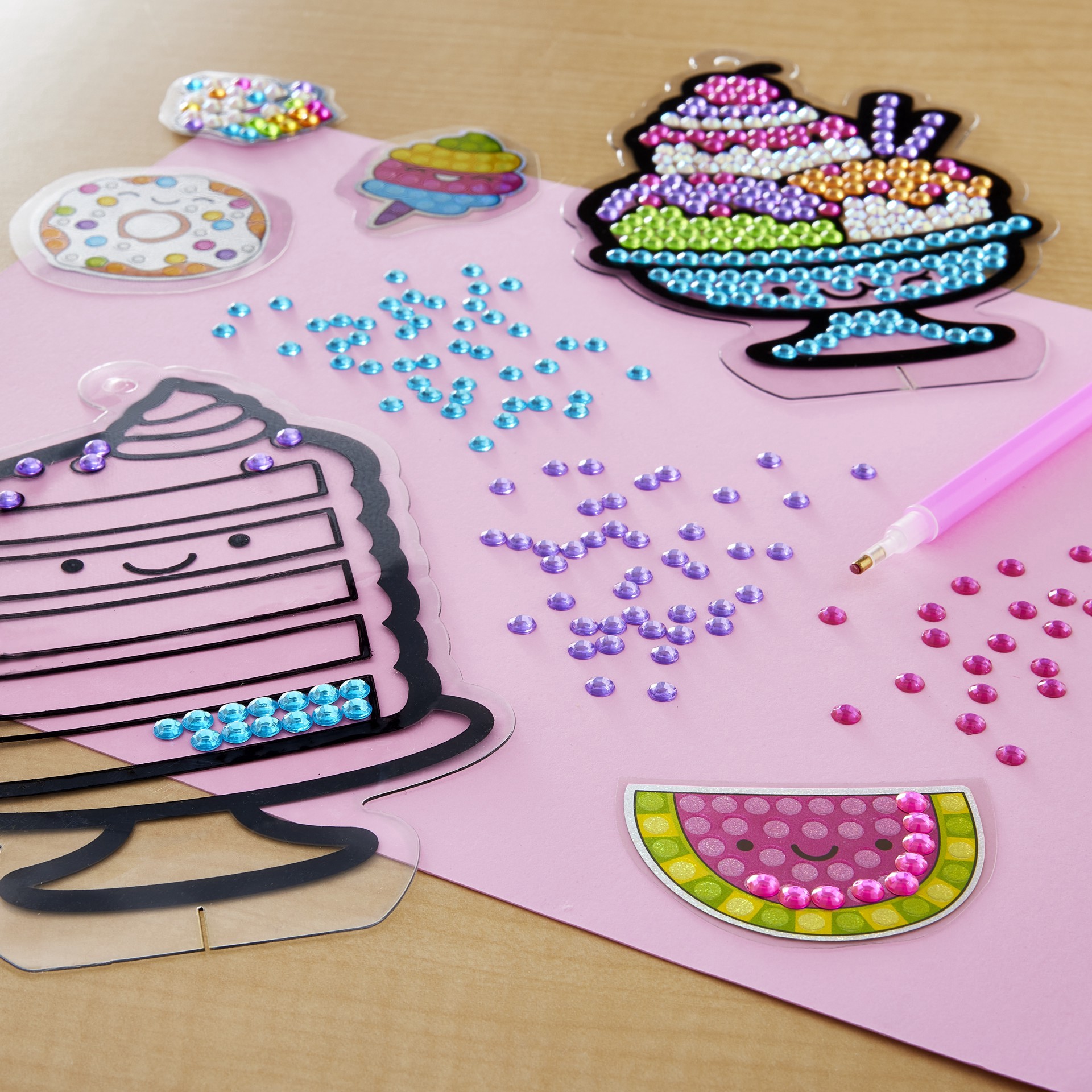 slide 4 of 7, Faber-Castell Creativity For Kids Sweets Big Gem Diamond Painting, creates 12 stickers and 2 big suncatchers