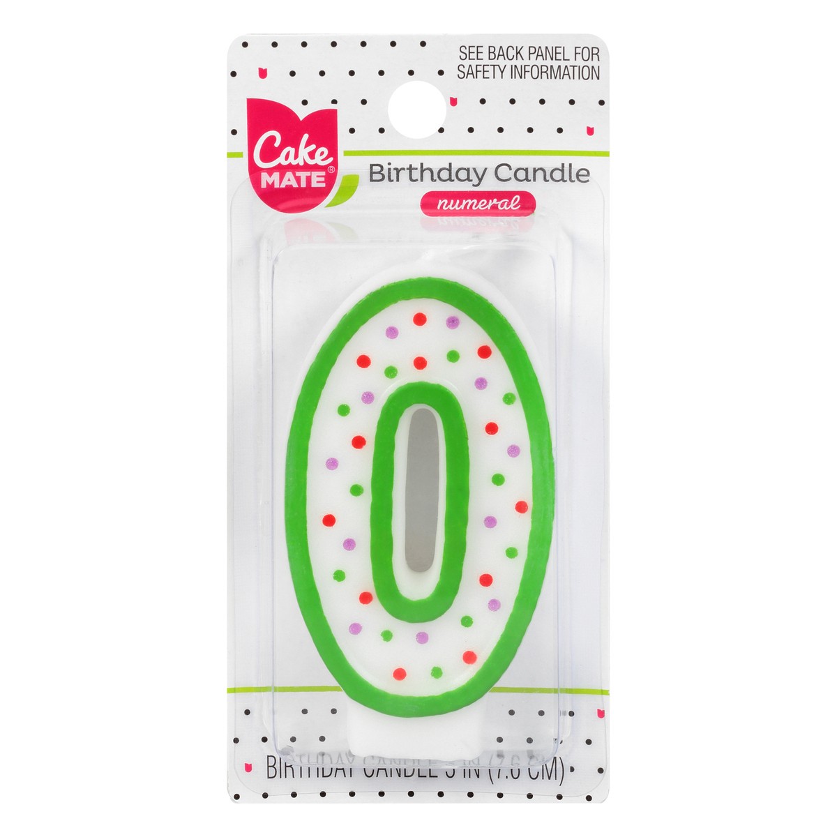 slide 1 of 9, Cake Mate 3 Inch 0 Numeral Birthday Candle 1 ea, 1 ct