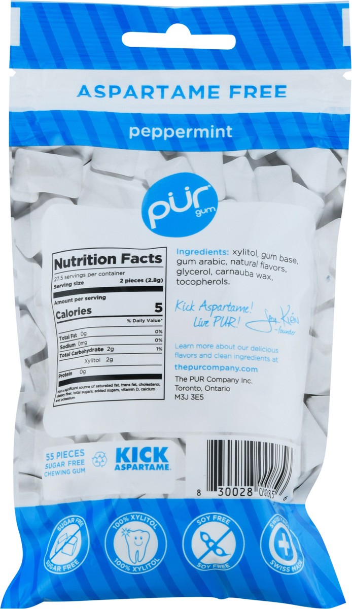 slide 5 of 9, PUR Peppermint Aspartame Free Chewing Gum 55 Pieces, 55 ct