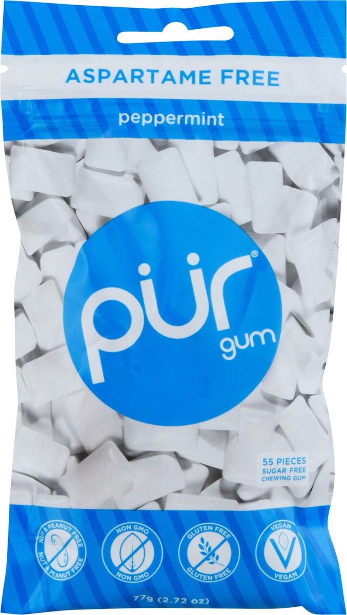 slide 1 of 9, PUR Peppermint Aspartame Free Chewing Gum 55 Pieces, 55 ct