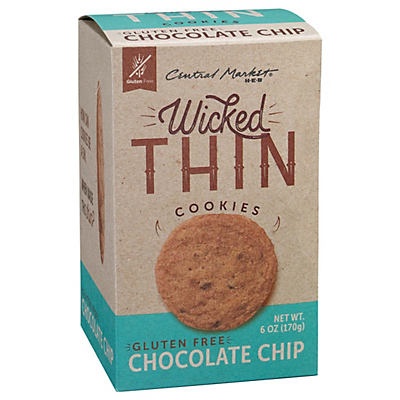 slide 1 of 1, Central Market Wicked Thin Gluten Free Chocolate Chip Cookies, 6 oz