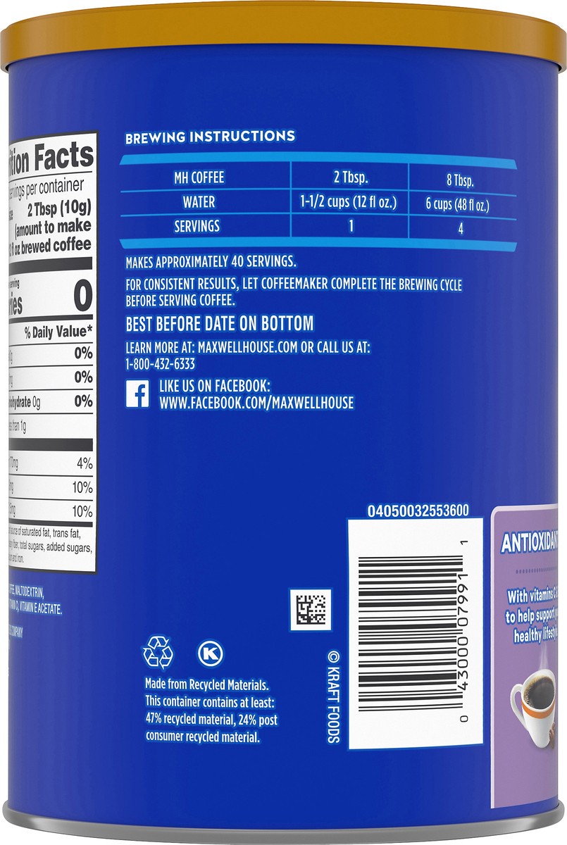 slide 2 of 13, Maxwell House Antioxidants Original Medium Roast Ground Coffee- 13.5 oz, 13.5 oz