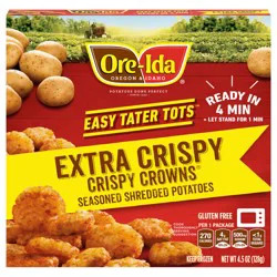 Ore-Ida Extra Crispy Crowns Seasoned Shredded Frozen Potatoes, 1 Box, for Easy Snacks and Dinner Sides, Gluten-Free, 4.5 oz